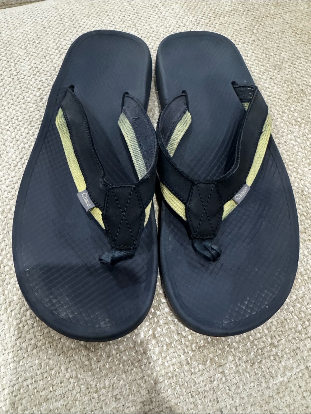 Chaco Men’s Navy Flip Sandals with Olive Accent